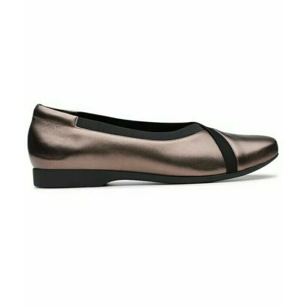 Clarks Pebble Metallic Un Darcey Ease Leather Flat - Women Size 5.5 M NEW Dressy
